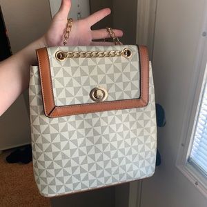 White & Gold Small Backpack